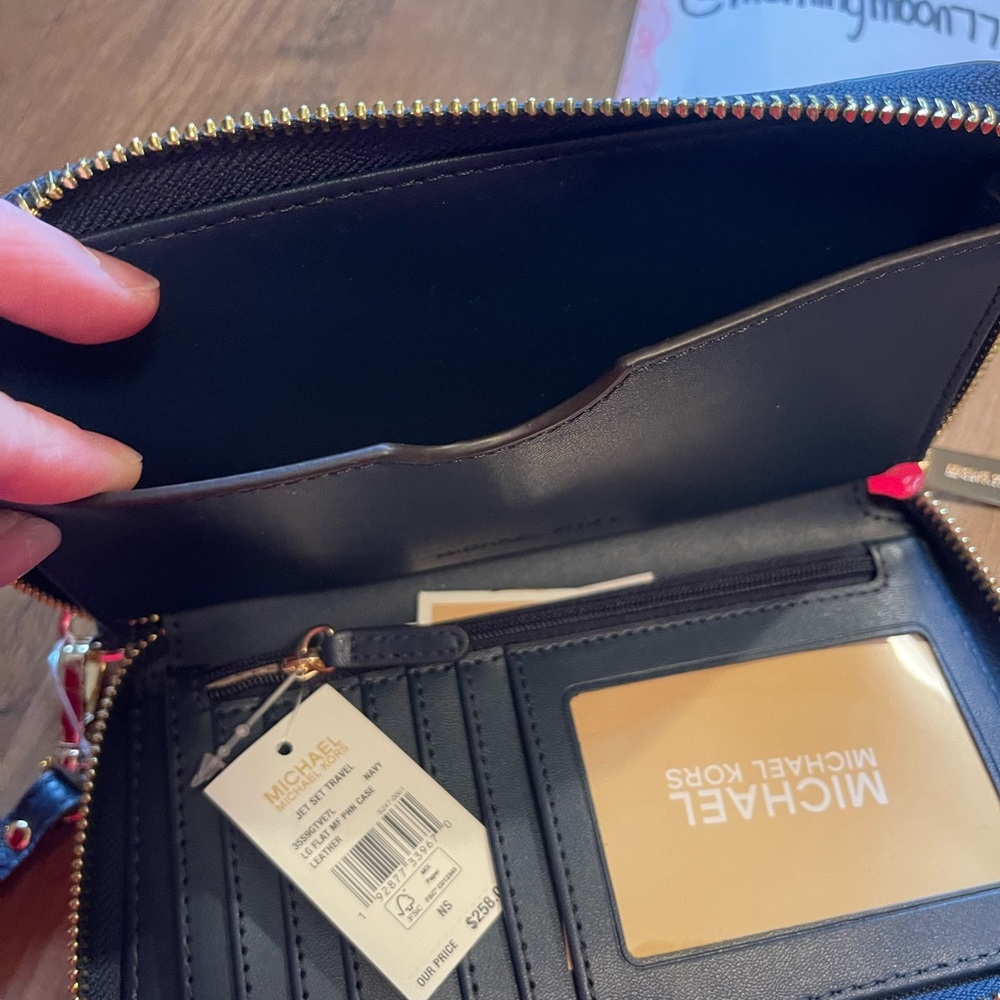 Michael Kors Navy Wallet with Gold Accents - Picture 4 of 6